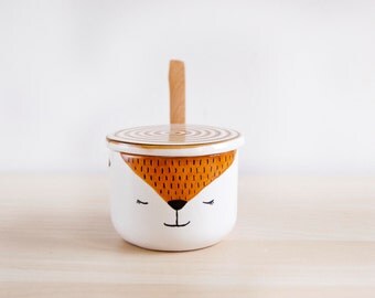 Cute arctic Fox ceramic sugar bowl with lid and spoon, Pottery sugar bowl, Ceramics & pottery, Kawaii ceramic, Cute gift, Ceramics Clay