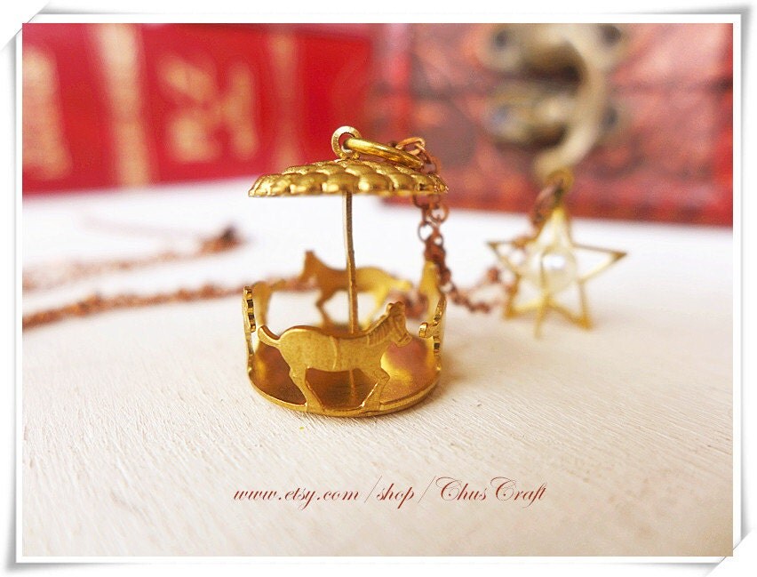 Carousel necklace Carousel Jewelry Merry go round by ChusCraft