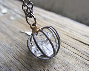 Herkimer Diamond Raw For Her Crystal Aries Zodiac Necklace Wife Birthstone Birth Stone Girlfriend New Mom Birthday April Push Present