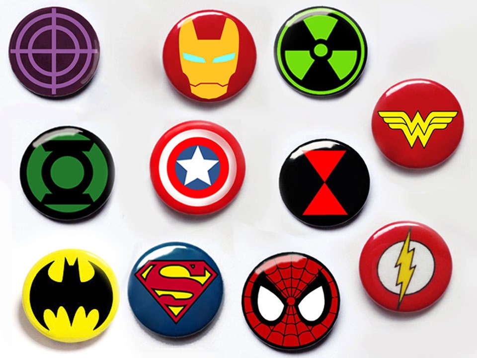 Superhero pin button badges captain america ironman by Igcraft