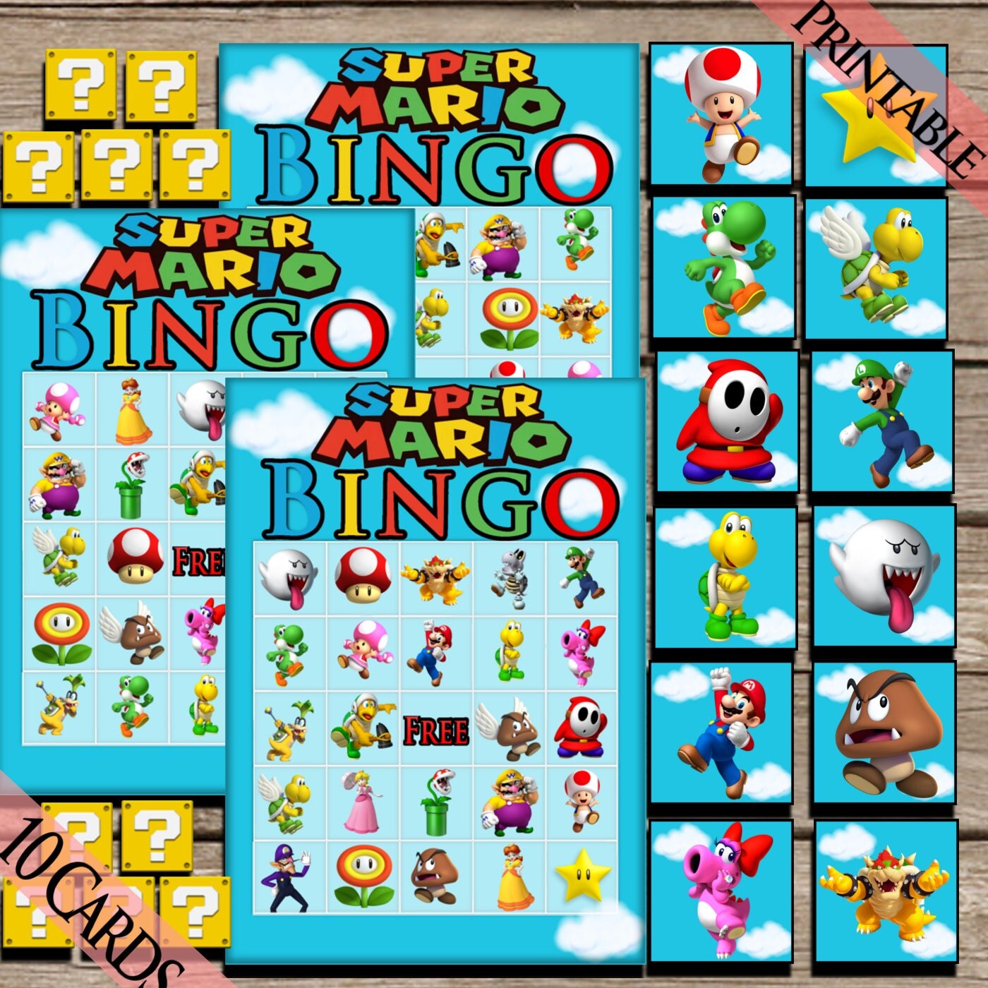 Super Mario Bros. Bingo Digital Download Mario Brothers