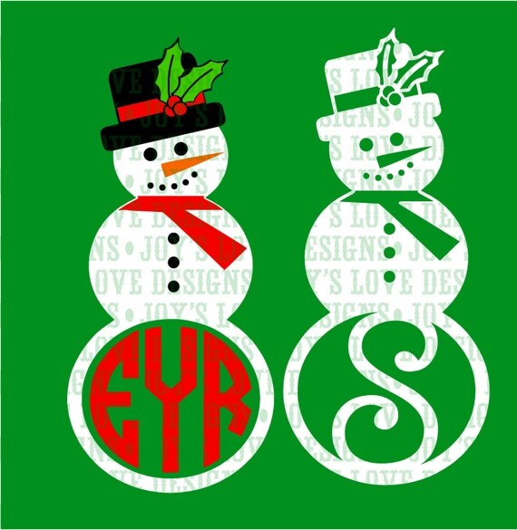 Download Snowman Monogram in Layered Design and Simple Outline SVG and