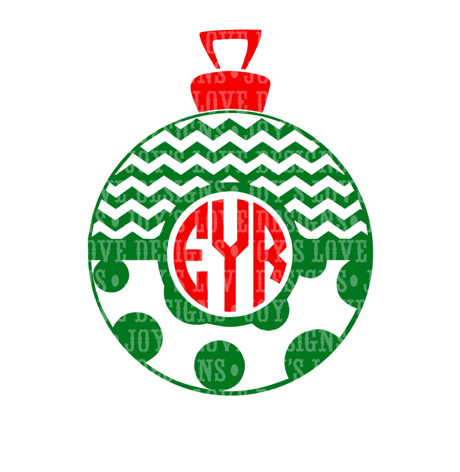 Monogram Christmas Ornament with Chevron and Polka Dots SVG
