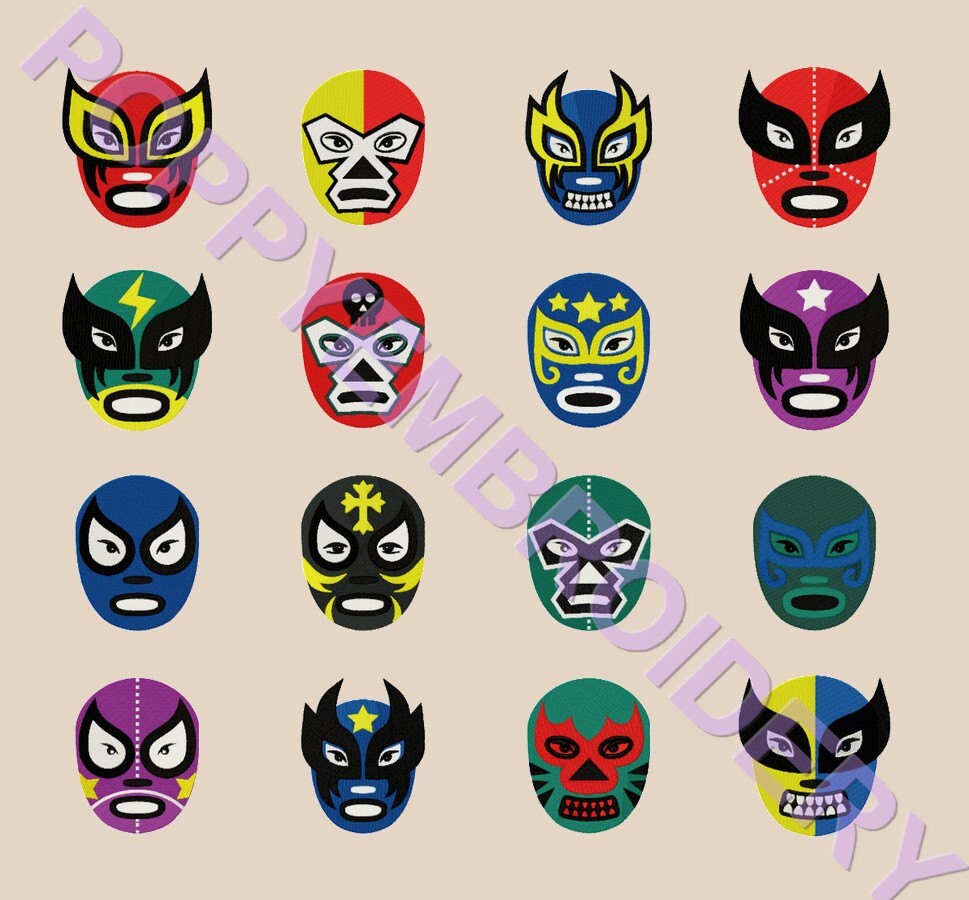 WRESTLING CATCH mask Design for Embroidery machine / catch