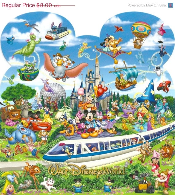 ON   SALE Counted Cross Stitch - Monorail & characters- 22.79" x 24.00" - L791