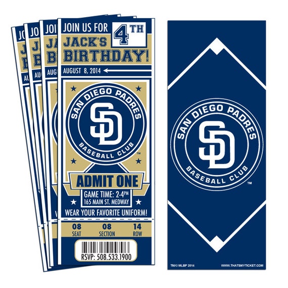 12 San Diego Padres Birthday Party Ticket by ThatsMyTicket on Etsy