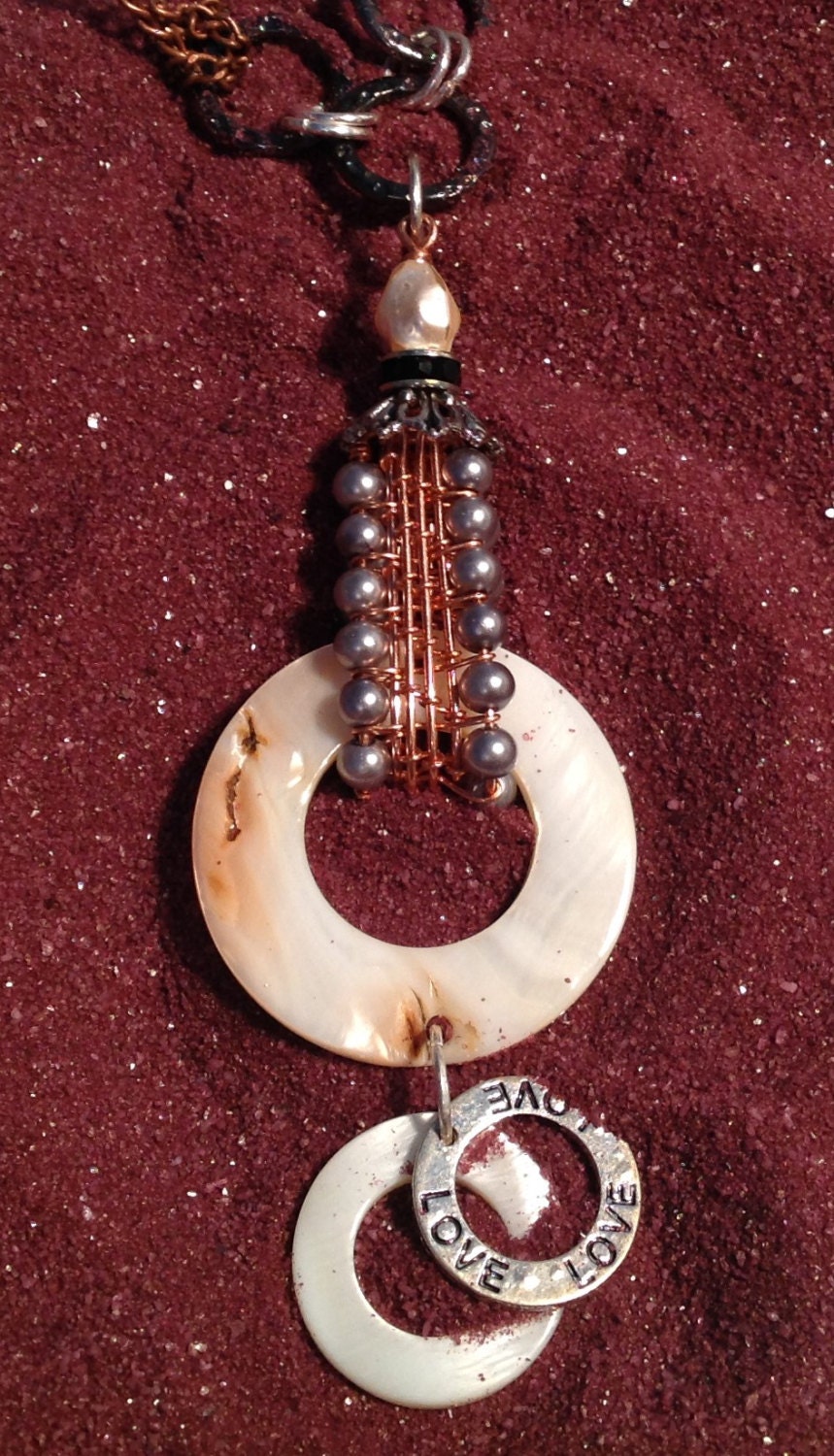 Abalone Donut Bail Wire Weaved Necklace by WyoBobsBazaar on Etsy