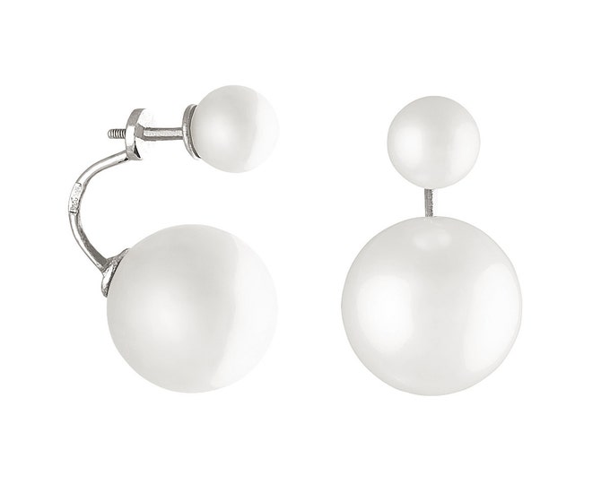 Pearl Earrings Silver pearl earrings White pearl Black pearl Black pearl yearnings White pearl earrings Gift idea