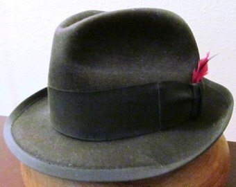 Vintage Black Beaver Felt Fedora Custom made by Bourse-Sellini