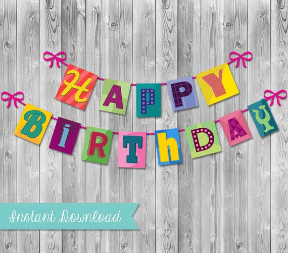 DIY Printable PDF It's A Small World Happy Birthday Banner