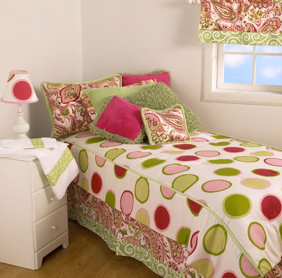 pink and green dot and paisley twin bedding set made in usa pink and green dot and paisley twin bedding set made in usa
