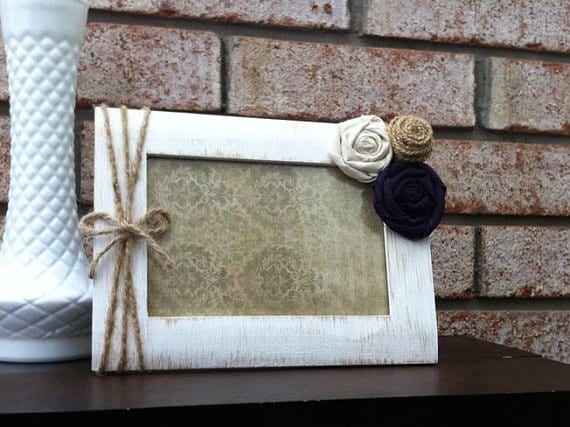 Picture Frame - Photo Frame - Rustic Picture Frame - Country Picture Frame - Burlap Picture Frame - Bridal Party Gift - Wedding Frame