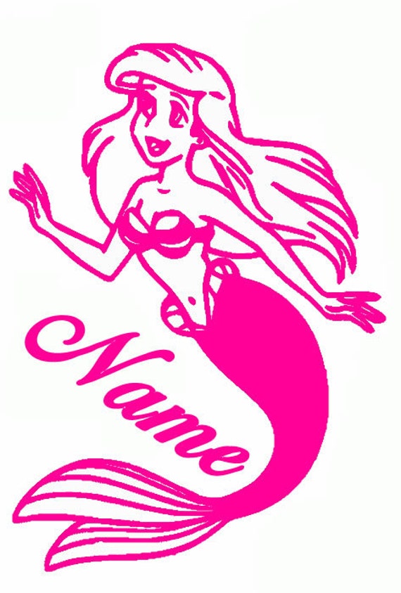 Little Mermaid With YOUR Name Custom VINYL Decal by CreativeVinyls