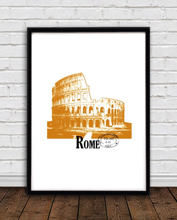 Rome Minimalist City Poster Art Print with seal revealing the