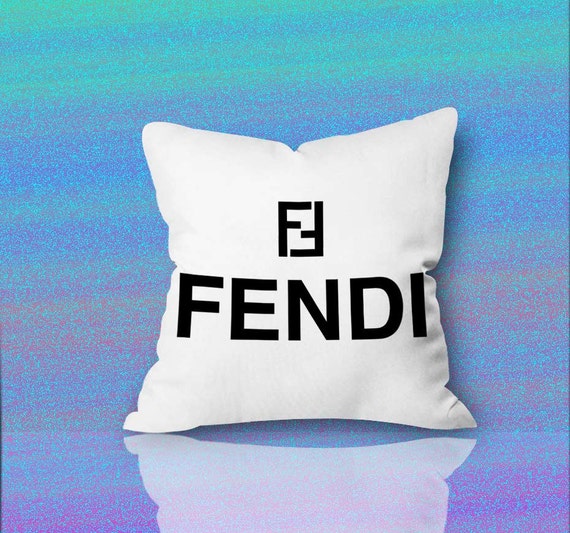 Logo Fendi White / Black Pillow Cover Home decor for by alfabet2