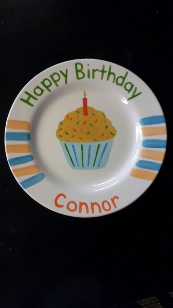 Happy birthday plate handpainted ceramic birthday plate