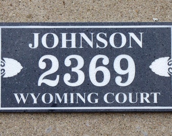 Black Granite address plaque custom carved 9 x 18"