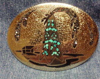 Vintage Silver Belt Buckle (Oil Well 1970's)