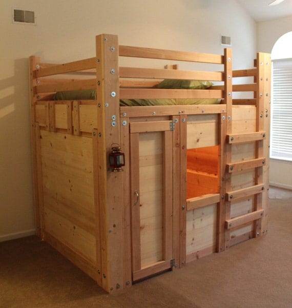 Queen Cabin Bed Plans The Bed Fort by PalmettoBunkBeds on Etsy