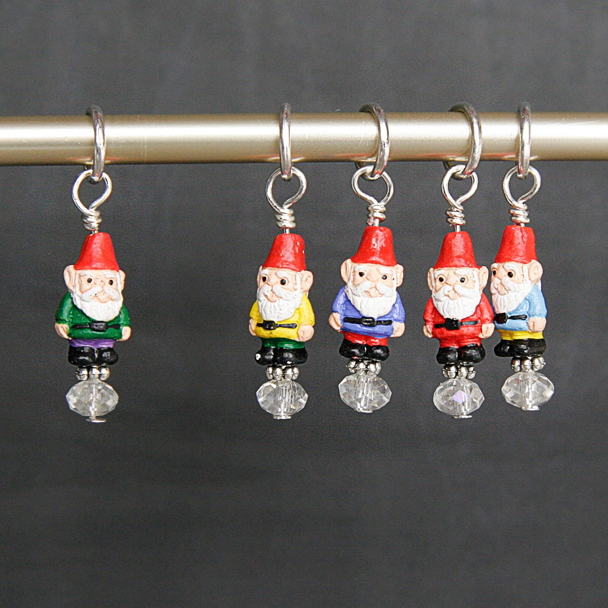 Knitting Stitch Markers Garden Gnomes Set of 5