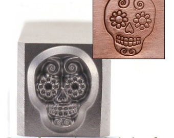 Sugar Skull Metal Design Stamp 6.5mm x 8mm - Metal Stamping / Punch Tools for Metal Stamped DIY Jewelry, Jewelry Making Tools (DS242)