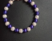 Bead Bracelet in purple and silver
