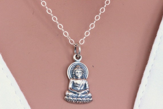 Solid Sterling Silver Buddha NecklaceSilver Buddha Necklace