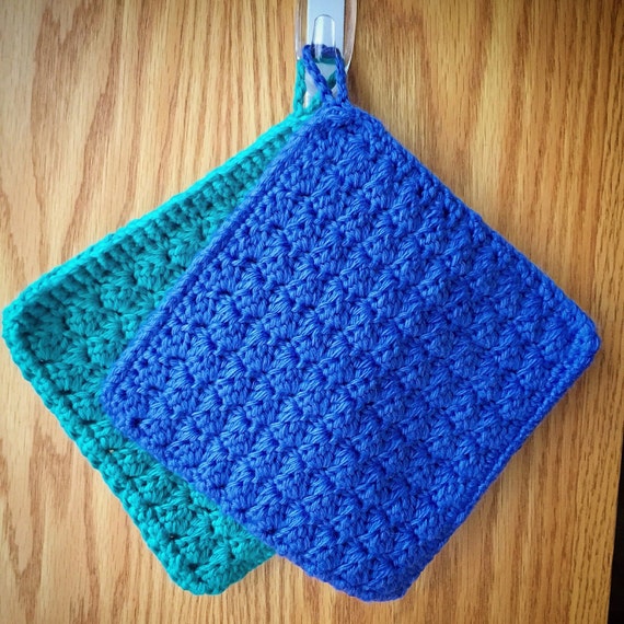 Items similar to Crochet PotHolders Half Scallop design Cotton