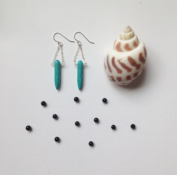 turquoise spike and sterling silver earrings ••• everyday boho jewelry