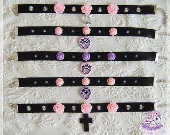 Occult chokers pastel goth style