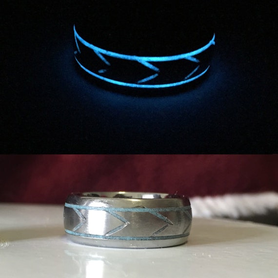 Glow In The Dark Ring Tungsten Carbide Metal & by StarfireRings