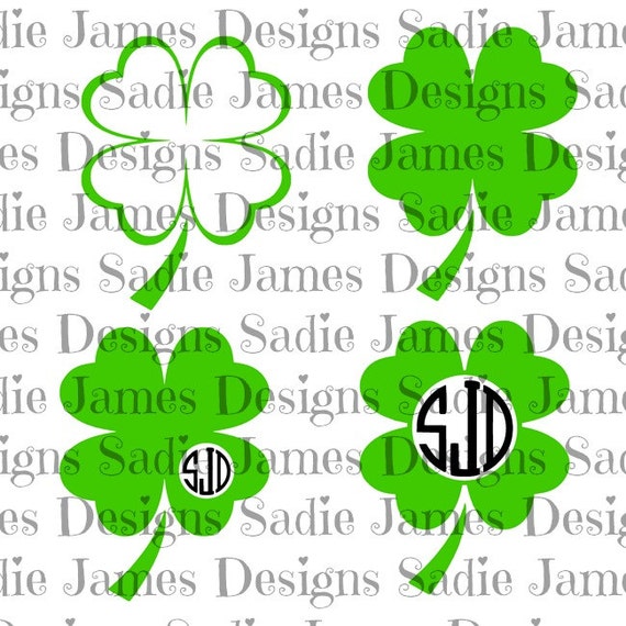 Download 4 leaf clover monogram frame Shamrock SVG and Silhouette