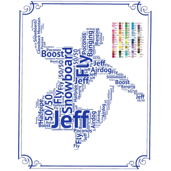 PERSONALIZED Snowboard Gift Snowboarding Gift Word Art