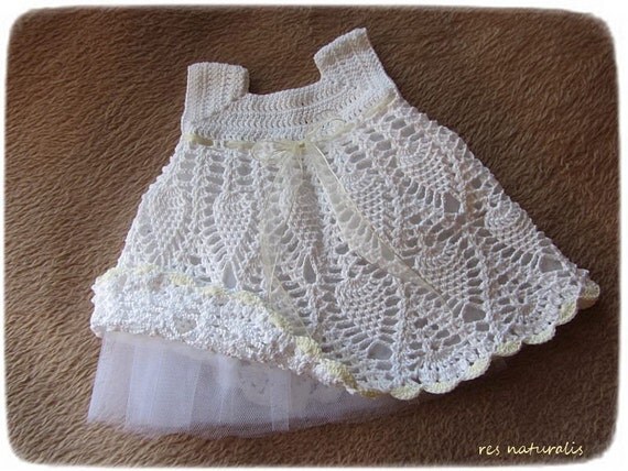 Items similar to Crochet Baby Christening Dress on Etsy