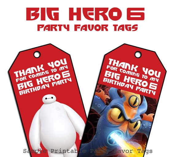 Big Hero 6 Party Favor Tags Loot Bag Tags By Instantbirthday 4416