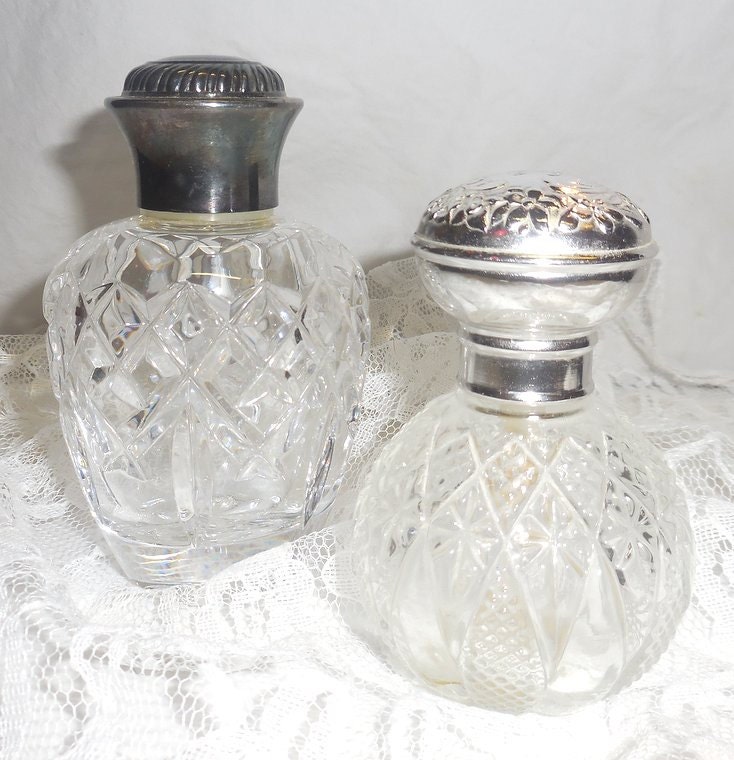 TWO Vintage Lead Crystal French Perfume Bottles Haute Juice