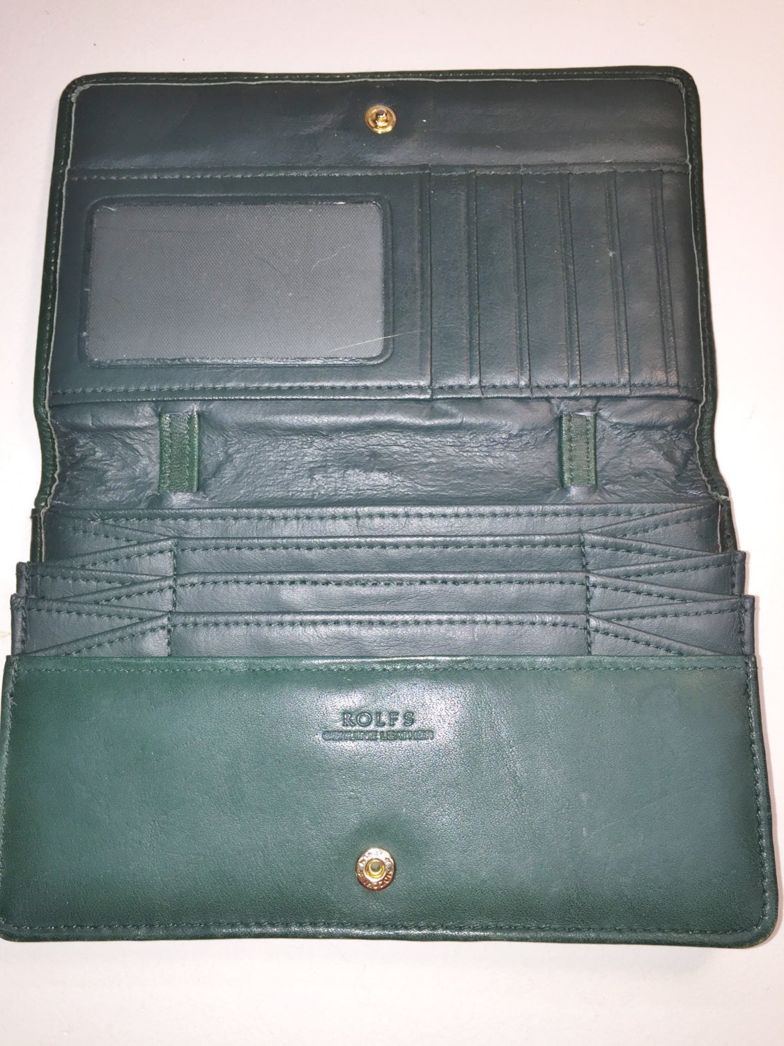 Rolfs Green Leather Women's Clutch Wallet by LuckyLeesLabyrinth