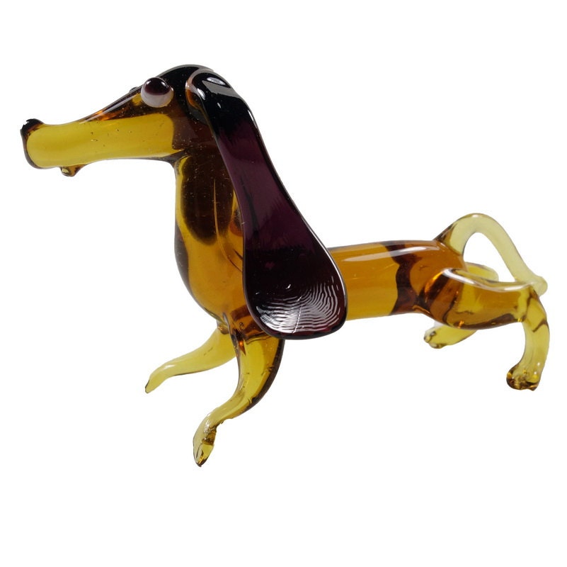 Dachshund Dog Glass Figurine Art Glass Hand by AnimalFigurines