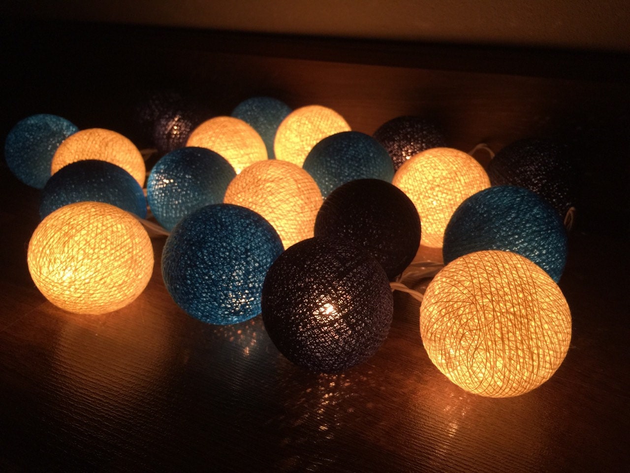 31 New fairy light gifts 254 20 Blue White cotton ball Fairy gift string lights by Namtarngift 