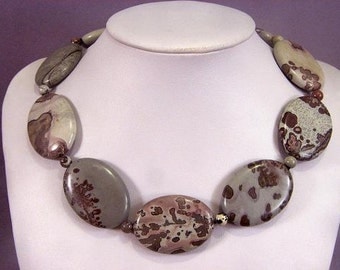 Necklace Artistic Stone 40mm Oval Beads 925 NSAS5741