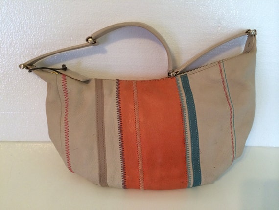 Items similar to SALE Vintage Liz Claiborne Leather Multi Colored Handbag, Shoulder Strap purse ...