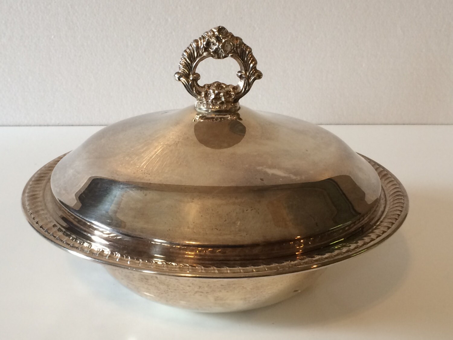 Silver Serving Bowl With Lid