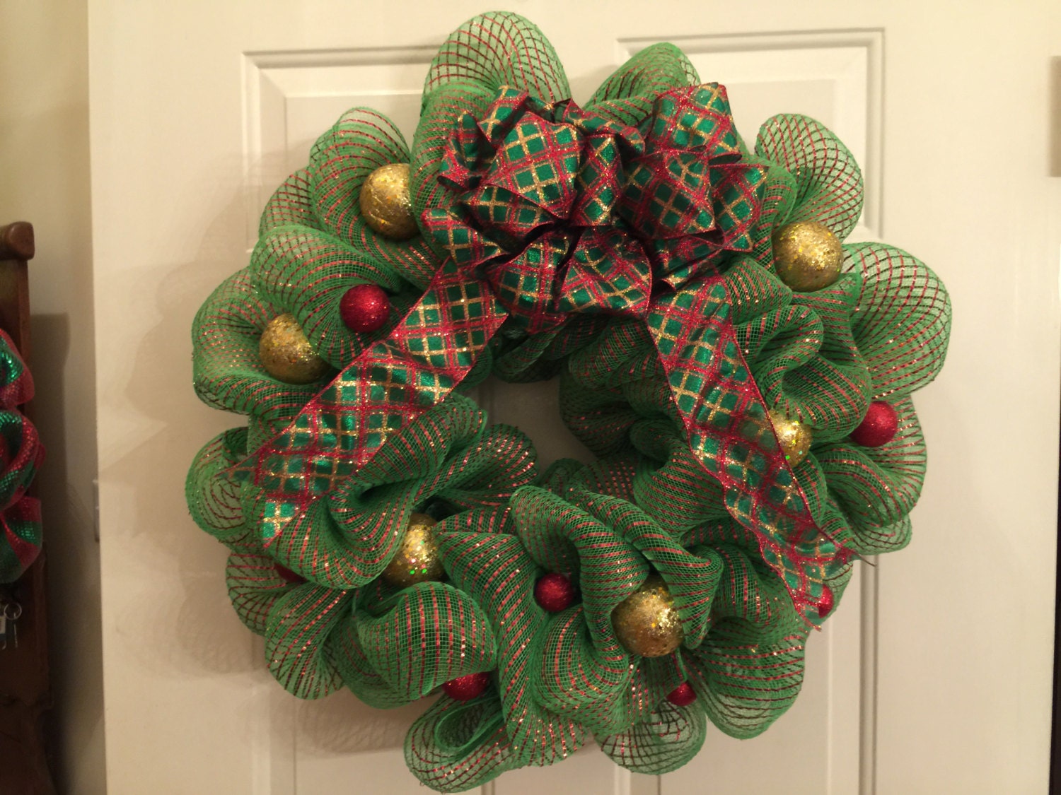 Green Christmas Deco Mesh Wreath