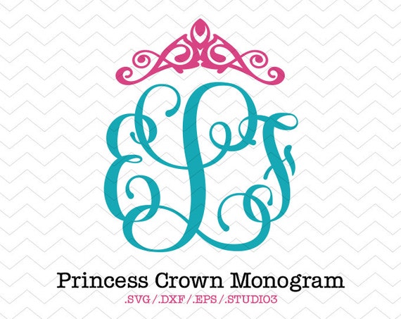 Download Princess Crown Circle Monogram SVG DXF EPS Studio3 Tiara