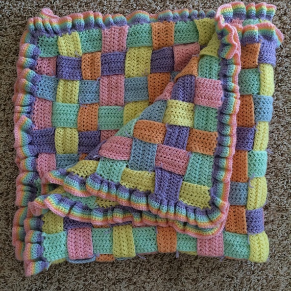 Crocheted BasketWeave Blanket