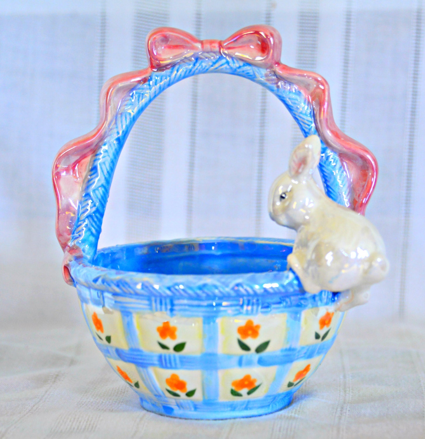 On sale Vintage Ceramic Easter basket. by shopthebigeasyworld