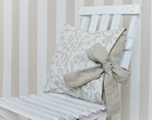 Linen pillow cover - Natural linen pillows case - Grey linen pillow cover with ribbon