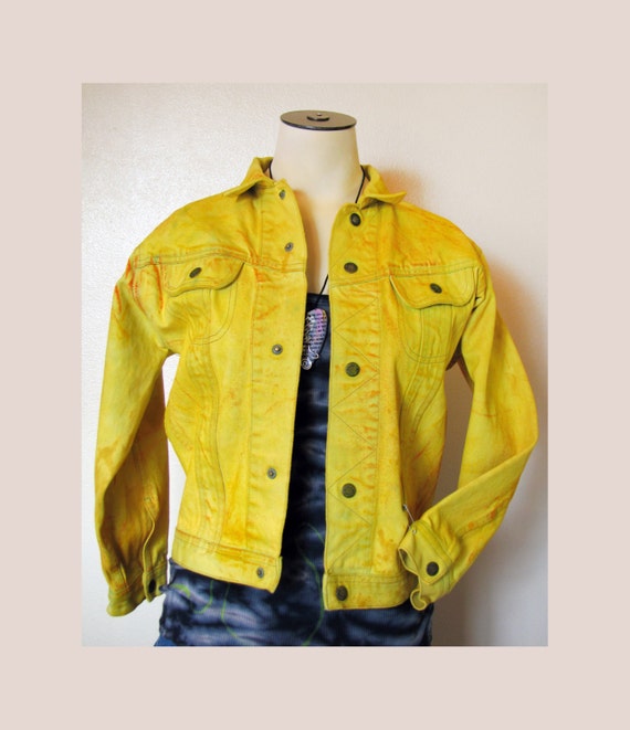 Yellow Kids Large Denim JACKET Sunny Yellow Hand Dyed