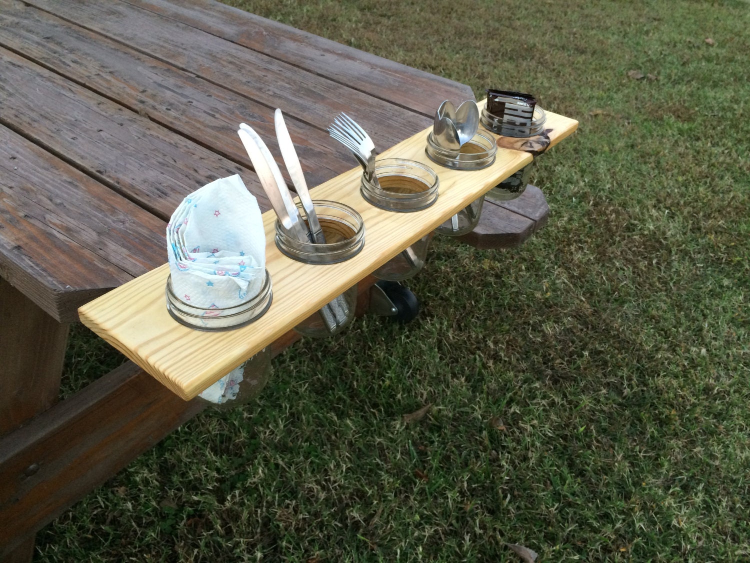 Reclaimed wood and mason jar shelf