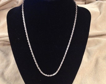 Vintage 925 Sterling Silver Chain Necklace, Length 17''